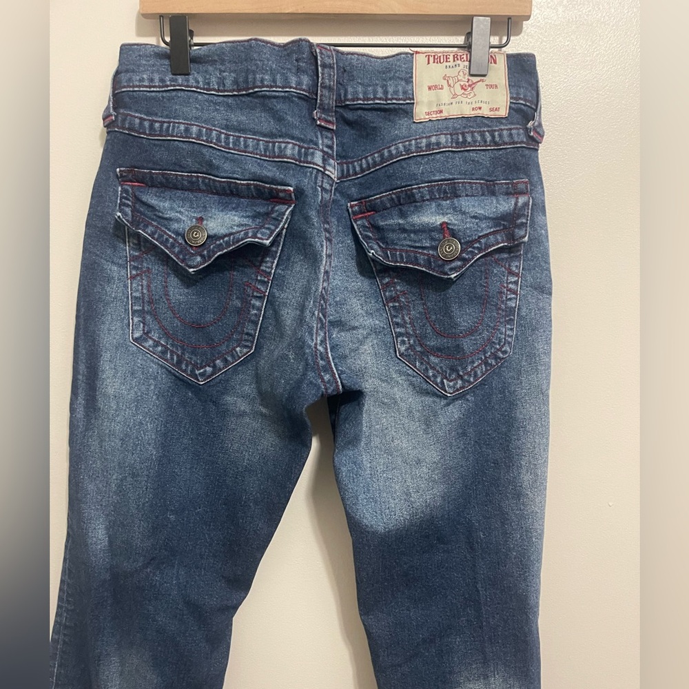 True Religion Indigo Jeans with Crimson Accents